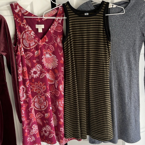 XS Loft GAP & Old Navy LOT 4 dresses velvety mauve long sleeve holiday, spandex - Picture 4 of 13